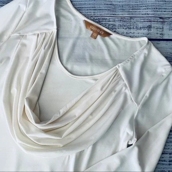 Ellen Tracy 3/4 Sleeve Drape Neck Top Blouse - Picture 2 of 4